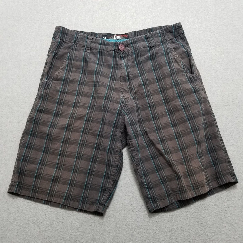 Point Zero Shorts Mens 32 Brown Plaid Casual‎ Pockets Chino Outdoor Lightweight